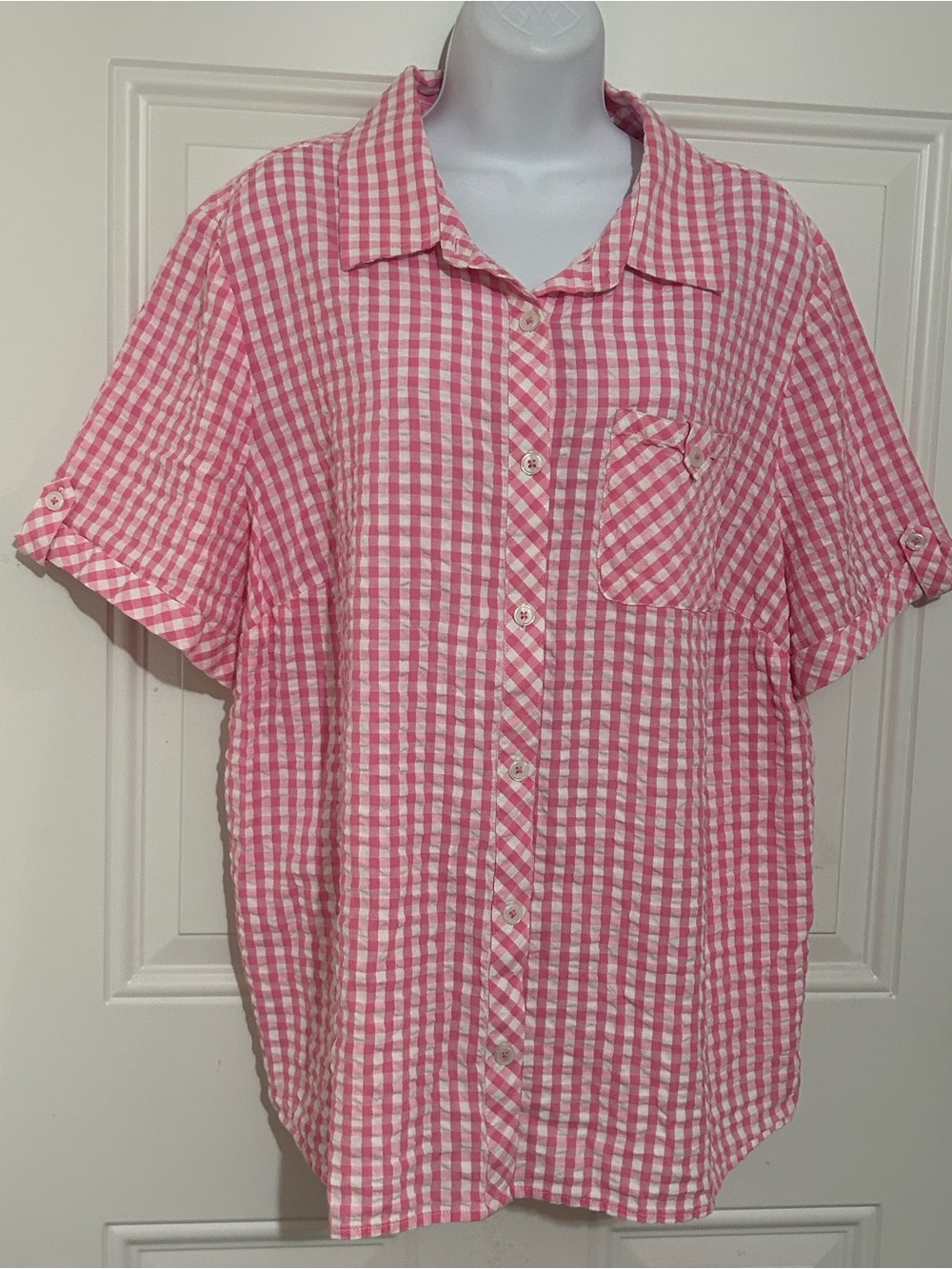 Appleseed's Pink Gingham Short-Sleeve Button-Down Shirt